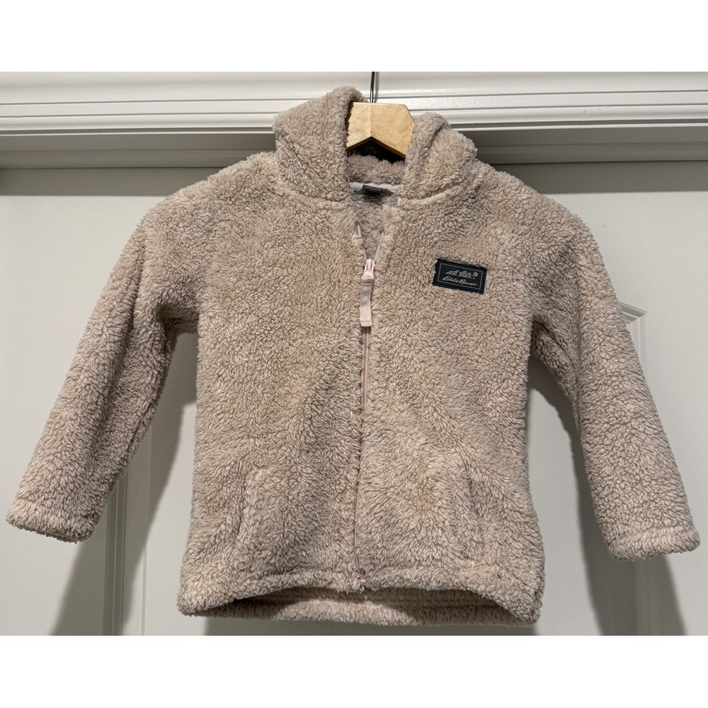 Kid's Eddie Bauer Pink Hooded Sherpa Jacket 4T Outerwear Preppy Girl's